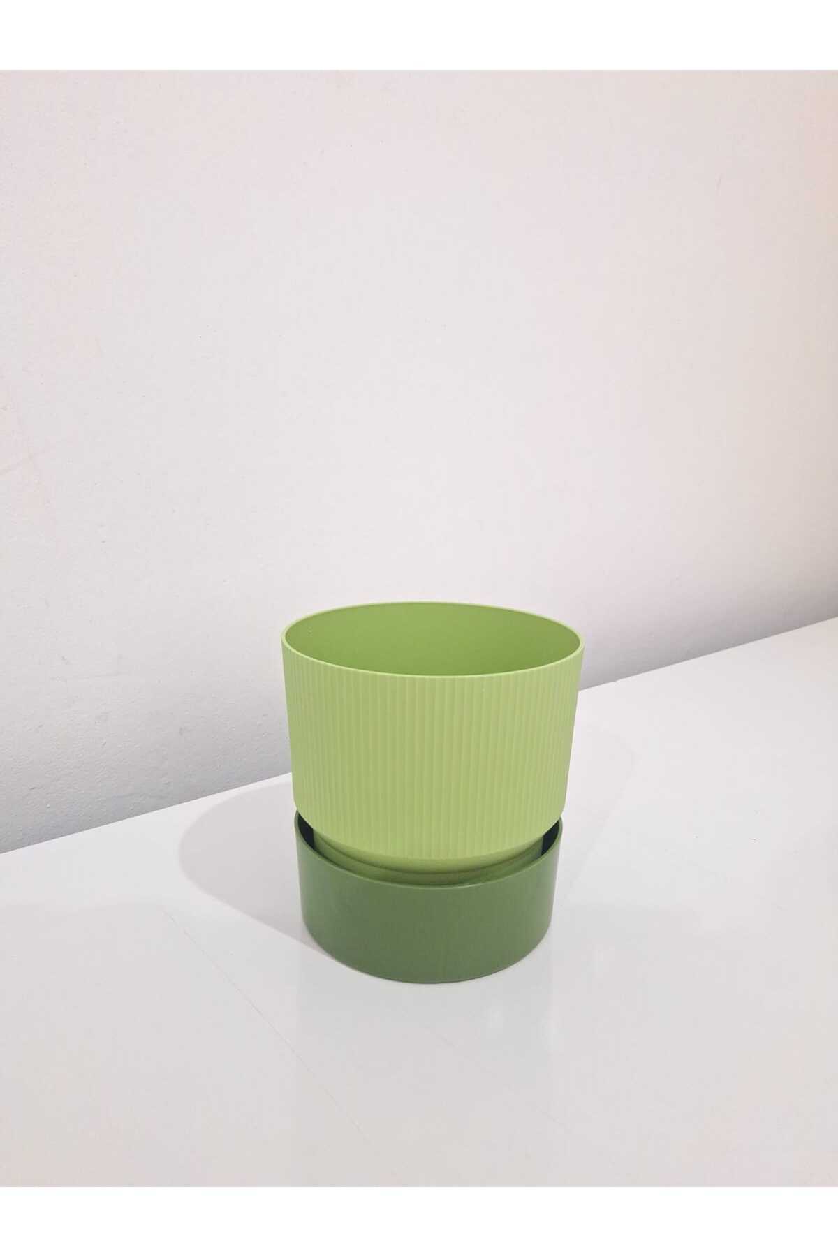 Πράσινο – 19 cm × 19 cm – Σετ 3 Γλάστρες Πλαστικές Διπλού Χρώματος - Image 3