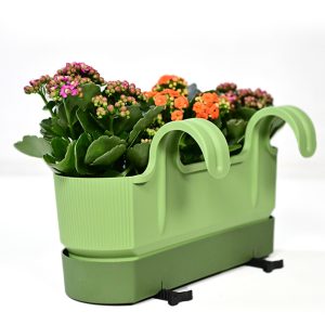 Πολύχρωμο – 39,5 cm × 22 cm × 17 cm – Πλαστική διπλή κρεμαστή γλάστρα μπαλκονιού