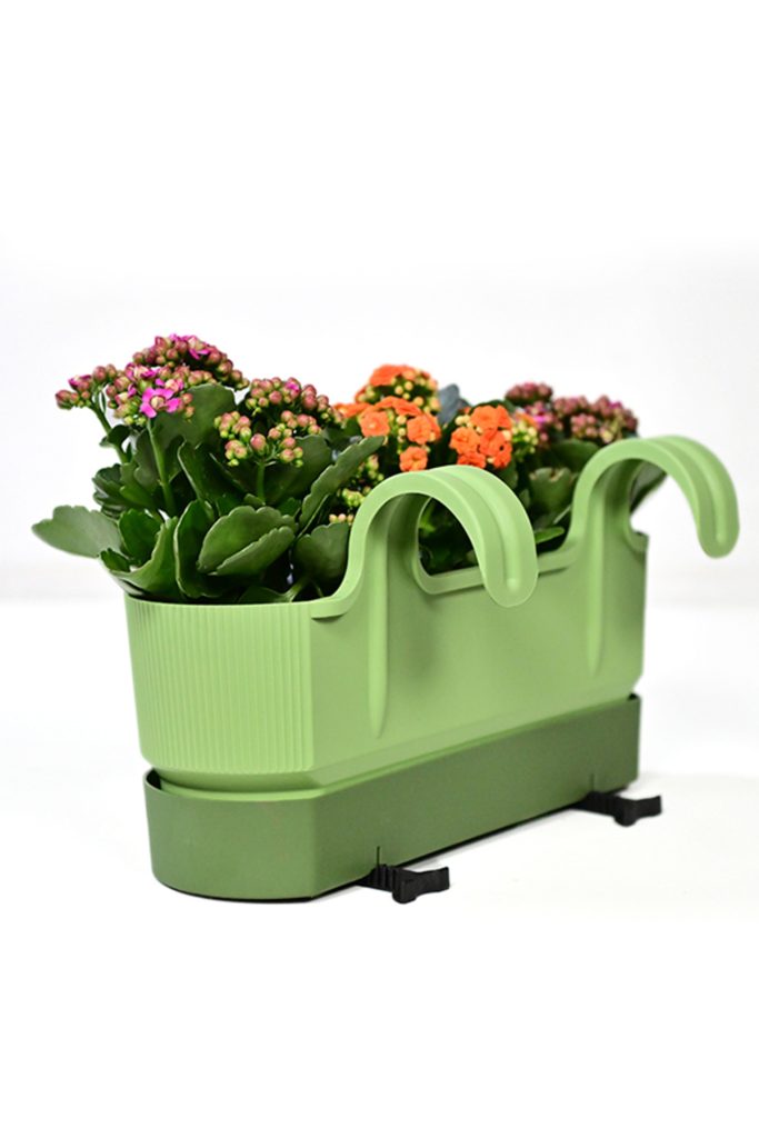 Πολύχρωμο – 39,5 cm × 22 cm × 17 cm – Πλαστική διπλή κρεμαστή γλάστρα μπαλκονιού