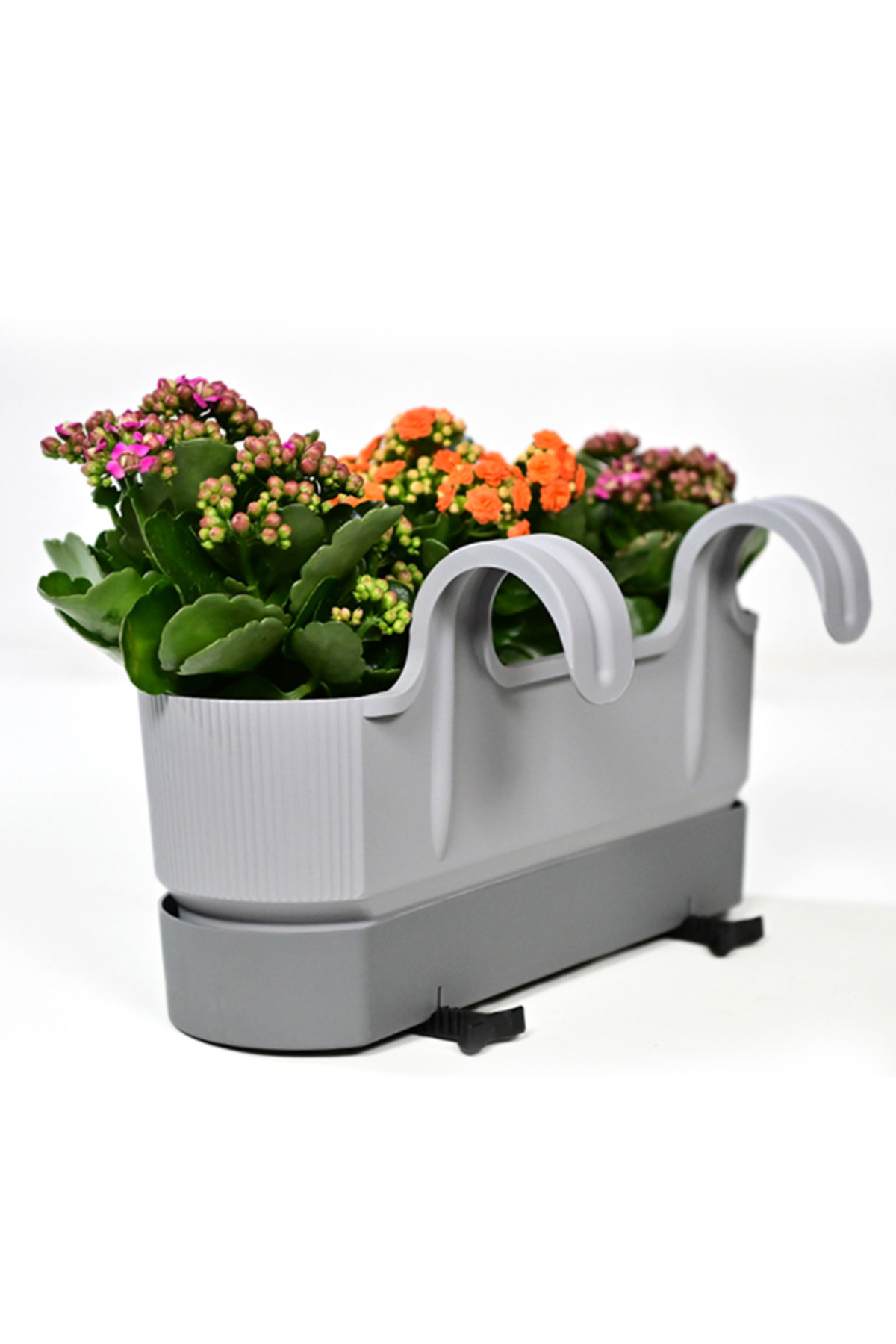 Πολύχρωμο – 39,5 cm × 22 cm × 17 cm – Πλαστική διπλή κρεμαστή γλάστρα μπαλκονιού - Image 5