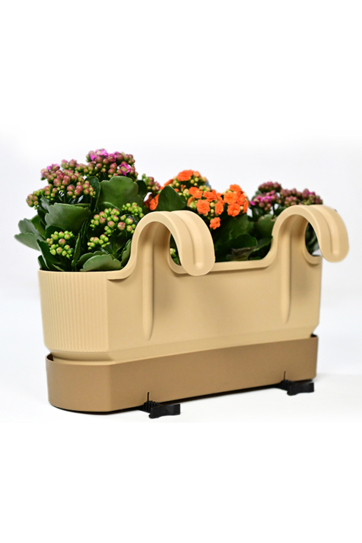 Πολύχρωμο – 39,5 cm × 22 cm × 17 cm – Πλαστική διπλή κρεμαστή γλάστρα μπαλκονιού - Image 7