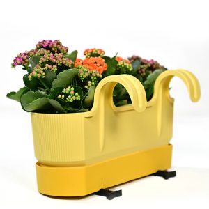 Πολύχρωμο – Πλάτος 39,5 cm × Ύψος 22 cm × Βάθος 17 cm – Πλαστική Διπλή Βαθιά Γλάστρα Μπαλκονιού