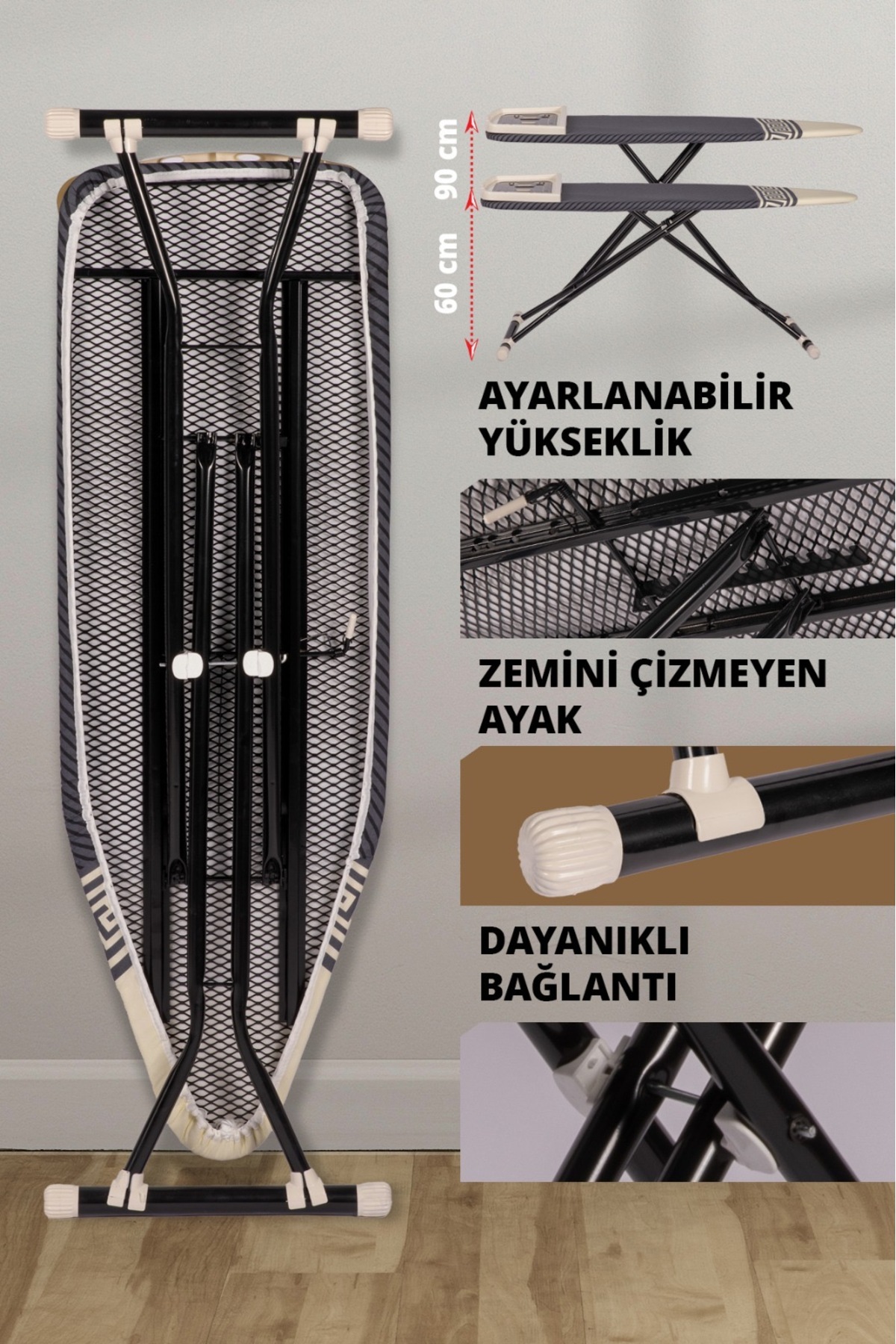 Μαύρο – Φορητή Σιδερώστρα με Βάση - Image 6