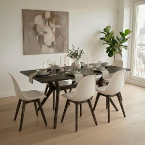 Ξύλινο Σετ Τραπεζαρίας με 4 Καρέκλες – Καφέ – 180 x 80 cm