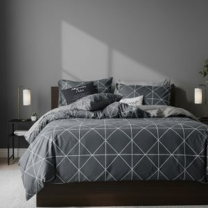 Γκρι – 220 x 240 – Διπλό Σετ Παπλωματοθήκης Διπλής Όψης