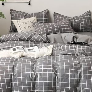 Γκρι – 220 x 240 – Διπλό Σετ Παπλωματοθήκης Διπλής Όψης